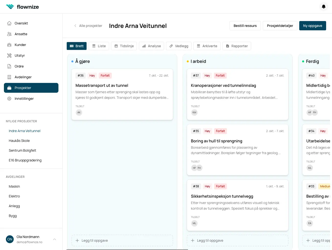 Project creation interface